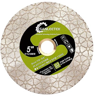 Diamond Tile Saw Blade SANLEETEK - 125mm Diamond Cutting Grinding Disc Triangular Design for Ceramic Tile Porcelain Marble Artificial Stone Quartz