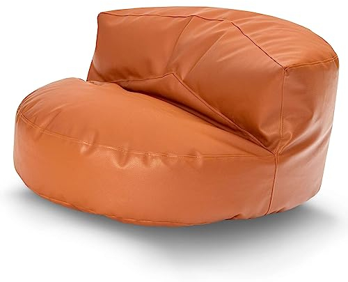 Green Bean Sitzsack Sofa aus Kunstleder mit EPS Perlen Füllung - Lounge im Sitzsack-Design 90 x 50 cm mit ergonomischer Rückenlehne - Cognac