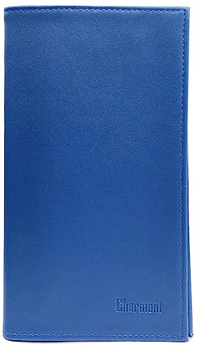 Charmoni - Etui Porte chéquier Porte Carte crédit pièce d'identité (A07 Bleu électrique)