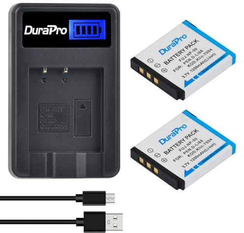 DuraPro 2Pcs NP-50 NP 50 Akku und LCD USB Ladegerät für Fujifilm FinePix F100fd; FINEPIX F200EXR; FinePix F300EXR; FinePix F50fd; FinePix F550EXR F600EXR F900EXR XP200 X10 X20