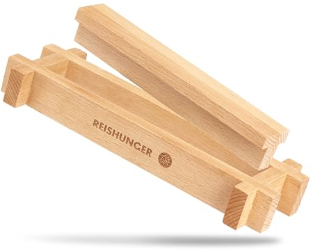 Reishunger Premium Sushi Maker Kit aus Birkenholz - für schnelles Maki Sushi & California Rolls (6 bis 8 Sushi pro Ladung)