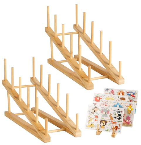 2stk Puzzle-Aufbewahrungsregal aus Holz, Geneigter Puzzle-Präsentationsständer für Bis zu 10 Sets rutschfest Puzzle-Organizer Halter für Bücher Sammlungsliebhaber