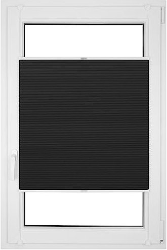RENA Wabenplissee Thermo Plissee ohne Bohren Verdunklungsplissee Blickdicht Fenster Balkonfenster Balkontür Verdunkelung Sonnenschutz Innen Sichtschutz Hitzeschutz Schwarz 50x120 cm