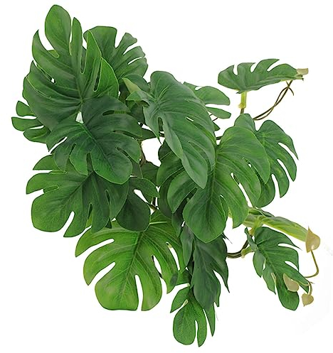 DRESSOOS Künstliche Hängepflanze Für Reptilien Terrarium Simulierte Pflanzen Mit Saugnäpfen Für Klettertiere Lebensechte Dekoration Für Reptilienhabitate Und Aquarien