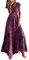 Vetement Femme Solde: Robe Ete Chic Et Elegant De Soiree, Ceremonie, Boheme, Longue Sans Manches, Décontractée, Imprimé Fleurs, Plage (Violet, XXL)