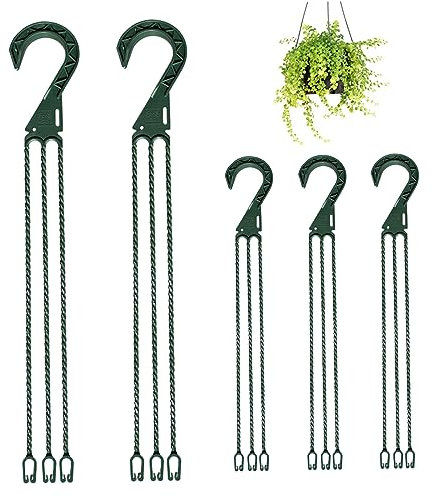 Cadenas de colgantes de plástico para macetas, cadenas de cesta colgando 3 puntos 5 piezas de 17.72 pulgadas cadenas de colgantes de plástico para la cadena de macetas para cestas colgantes con ganch