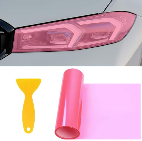GizuInseti Tönungsfolie Auto Scheinwerfer Rückleuchten Folie 30 * 120Cm, Lampenfolie Folie Für Scheinwerfer Ückleuchten, Schutzfolie Sticker Auto Passgenau Selbstklebende (Rosa)