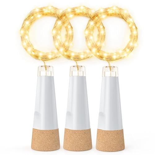 KOBWA Guirlande lumineuse à DEL rechargeable par USB pour bouteilles de vin avec bouchon en liège 2024 pour décorations de fête et de Noël