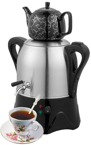 TYH Théière Turque électrique 2000 W, théière en Acier Inoxydable 3 L, théière en céramique 1 L, Samovar électrique, avec Fonction de Maintien au Chaud, pour café, thé parfumé, thé Turc