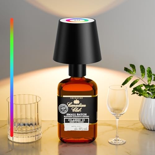 brightower LED Flaschenlampe mit RGB,5200mAh Touch Kabellose Flaschenleucht, IP54 stufenloses Dimmen Tischlampe für Restaurants im Innen- und Außenbereich, Bars, Schlafzimmer&Camping (black)