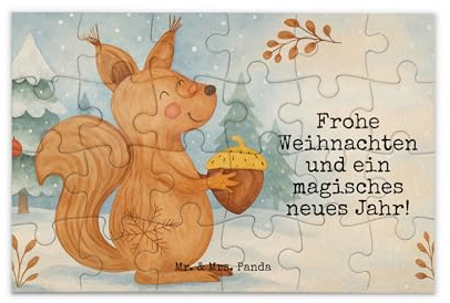 Mr. & Mrs. Panda Puzzle Eichhörnchen Weihnachten Design 24 Teile - Geschenk, 2000, Puzzlespiel, Frohe, Weihnachtsmotiv, Legespiel, Vogel, Weihnachtsgruß, 1000, Neujahr, 500