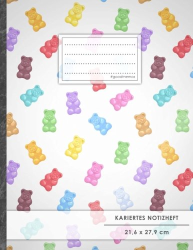 Kariertes Notizbuch • A4-Format, 100+ Seiten, Soft Cover, Register, Mit Rand, „Gummibären“ • Original #GoodMemos Quad Ruled Notebook • Perfekt als Tagebuch, Skizzenbuch, Notizheft, Matheheft