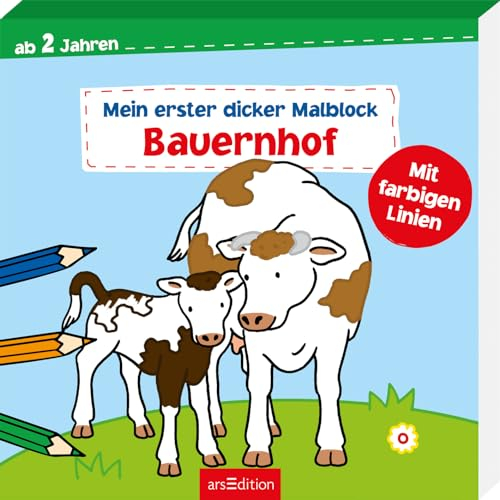 Mein erster dicker Malblock – Bauernhof: Ab 2 Jahren mit farbigen Linien | Erstes Malbuch mit einfachen Motiven und bunten Hintergründen