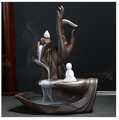 Räuchergefäßhalter, Rückfluss-Räucherkegel, größerer Turm, Räuchergefäß, Räucherstäbchenhalter, Lotus-Räuchergefäß, Kleiner Mönch, Brenner, Aromatherapie-Ornament (Farbe: A)