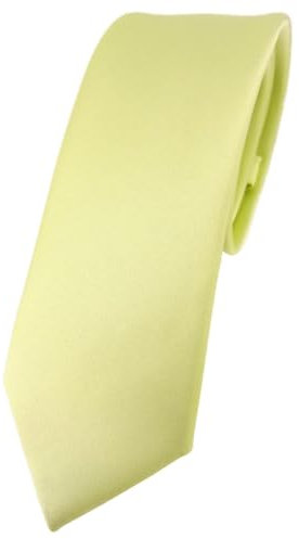 TigerTie Herren Krawatte – schmale 5,5 cm Krawatte in blassgelb einfarbigem Design, ideal für Geschäftstermine, festliche Anlässe und die Freizeit