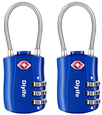 Diyife TSA Luggage Locks, [Newest Version][2 Packs] 3-Digit Security Padlock, Combination Padlocks, Code Lock for Travel Suitcases Luggage Bag Case etc.(Blue)