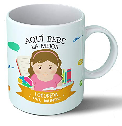 Planetacase - Taza Logopeda - Regalo Original Logopedas - Cerámica 330 mL - Taza Desayuno Apta para Microondas y Lavavajillas - Resistente a Lavados - Logopeda (La)