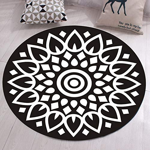 Rund Teppich Hochflor 180cm Rund Teppichbodenmatte Robust Qualität 8 Stück Anti Rutsch Teppichunterlage für Wohnzimmer, Esszimmer. Gästezimmer Weiße Raute