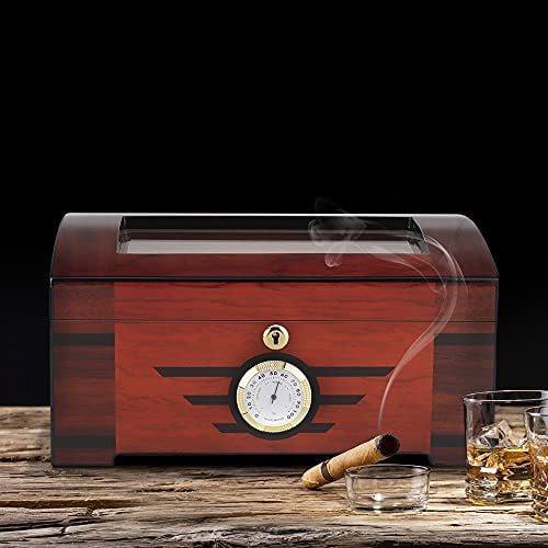 PIPITA Zigarren Humidor mit Hygrometer für ca. 60 Zigarren Premium Humidor mit Sichtfenster Barzubehör Humidore (PD078)