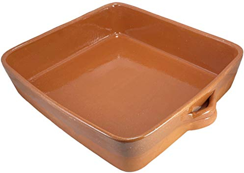 Cazuela besuguera tartera olla cuadrada alta en barro esmaltado (nº 32-31,5 x 28 x 7,5 cms)