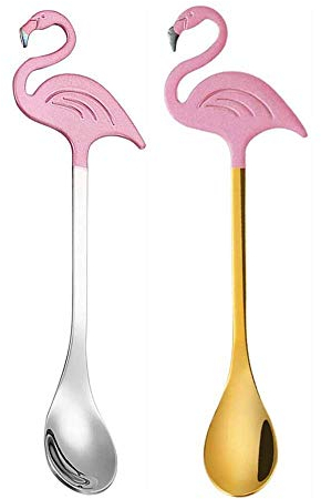2PCS Stainless Steel Coffee Spoon Flamingo Shape Tea Spoon Dessert Mixing Spoon Stainless Steel Flamingo Spoon