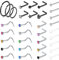 Incaton 33Stk Nasenpiercing 20G Nasenstecker Nasenring L Spiralpiercing Nasenpiercing Stud Piercing Schmuck 0.8mm