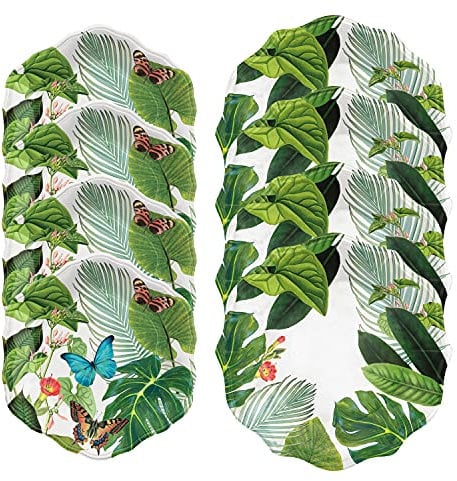 Tropical Jungle Floral Melamine/Plastic Camping/BBQ/Outdoor Dinner & Side Plate Set (8)