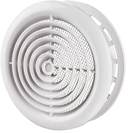 Fantronix 4 inch 100 mm Round Plastic Air Vent Grille Cover with Insect Anti-Fly mesh White Circular Ceiling Diffuser Small Inner Multi Cones for Ventilation Systems Exhaust Pipe