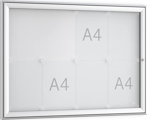 König Flügeltür Schaukasten 8x A4 | wetterfest aussen | abschließbar | Sicherheitsglas | Brandschutz B1 DIN4102-1 | Alu silber