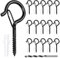 Svalor Screw Hooks, 16 pcs Black Cup Hooks with Safe Buckle, Hooks for Outdoor Lights with Drill Bit, Screw in Hooks for Wood, Ceiling Hooks for Plants Bird Feeder Wind Chime and Decor Hanging