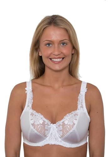 Gemm Ladies Large Bosom Bra Underwi Firm Control Bra D-J Cup (38F, White)
