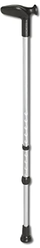 FabaCare Gehstock Anatom anatomisch, Gehstütze mit anatomischem Griff, höhenverstellbar, extra leicht, bis 125 kg, Silber, rechte Hand