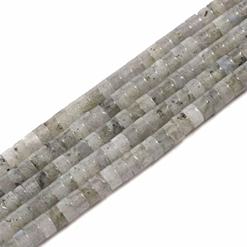 ACYUNLEI 1 Strand 4x2mm Natural Gemstone Heishi Beads, Loose Flat Round Undyed Cylinder Flat Spacer Stone Beads for Bracelet Earrings Jewelry Making, Labradorite