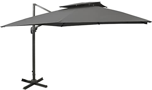 Suiwen Parasol Parasol de Jardin Exterieur Parasol Balcon Parasol Store Exterieur Terrasse Parasol déporté à Double Toit 300x300 cm Anthracite