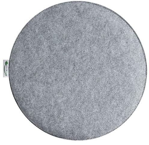 SILUK gemütliches Sitzkissen aus Filz Ø 36cm - Komfortable Waschbare - 4er Set Grau I Schwarz für Bank Stuhl