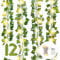 DazSpirit 12Pcs Artificial Ivy Leaf Garlands, 84Ft fake Ivy Plant Garland Plants with 10m 100 LEDs String Light, leaf vines ivy leaves for Wedding, Home, Kitchen, Garden, Office, Party Decoration