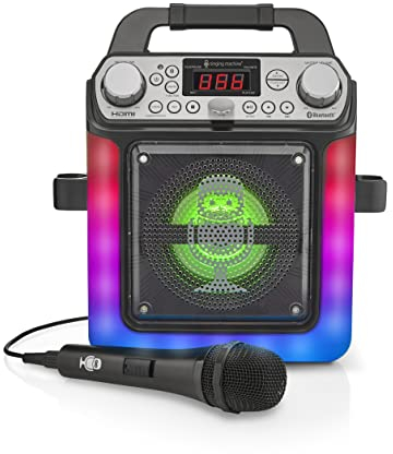 Mini-Karaoke-System mit Bluetooth-Verbindung - Singing Machine SML652 Groove Mini für Europa - LED-Lichteffekte, Mikrofon, USB, Echo- und Balance-Regelung und AUX-Eingang