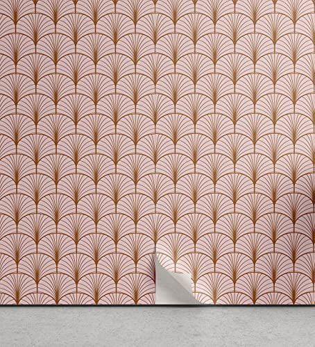ABAKUHAUS erröten Rosa abziehbare & klebbare Tapete für Zuhause, Geometric Art Deco Motif, selbstklebendes Wohnzimmer Küchenakzent, 33 cm x 250 cm, Ingwer und Blush