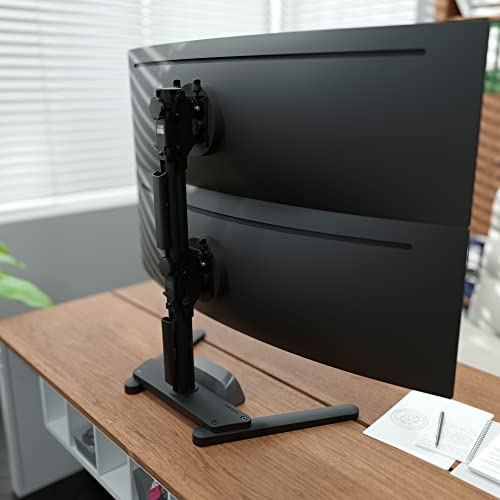 Atdec AWMS-2-BT75-FS-B Super Heavy Duty Dual Mount – for Deeply Curved ultrawide Monitors to 49” – Adjustable tilt, Height, Levelling – no Permanent Desk fixtures