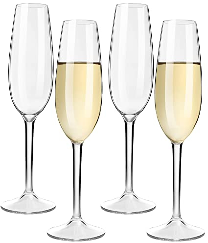 COOKY.D réutilisable Tritan-Plastic champagne flûtes incassable lave-vaisselle en plastique coffre-fort verrerie fête d'anniversaire de mariage Gift-226ML / 7.9oz, set de 4
