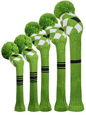 Scott Edward Copritesta da golf in legno, 5 pezzi, copri driver, 1 legno da fairway * 2 ibridi (UT) * 2
