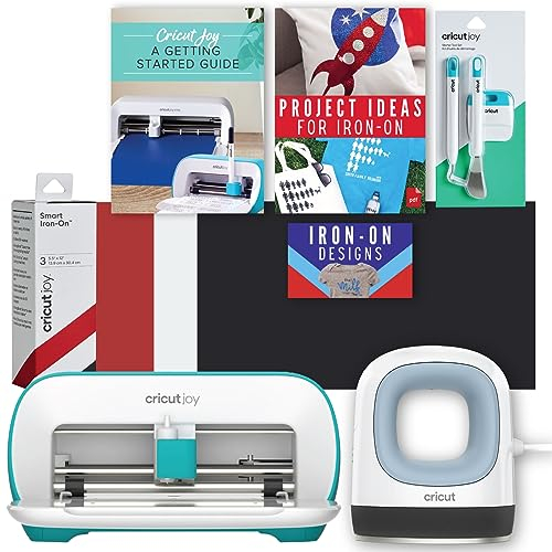 Cricut Joy Machine and Mini Easy Press with Tool Kit and Smart Iron-On Vinyl Sampler Bundle - Cutting Machine and Small Heat Press with HTV Accessories, Portable Die Cutting and Iron Pressing Machines