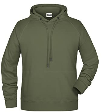James & Nicholson Herren Kapuzensweat - Hochwertiger Kapuzensweat aus Bio-Baumwolle | Farbe: Olive | Grösse: L