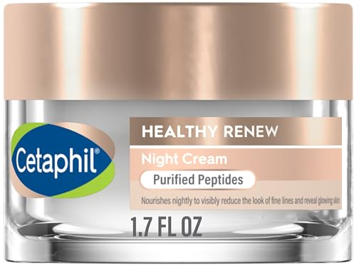 Cetaphil Healthy Renew Skin Tightening Night Cream 1.7 Oz, Wrinkle Repair Cream for Face with Peptides, Retinol Alternative Cream For Sensitive Skin, Fragrance Free