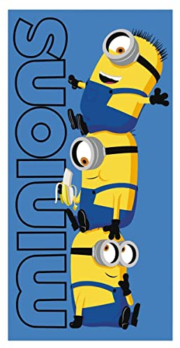 hermet Minions, Strandtuch 70 x 140 cm, 100% Baumwolle, Blau, Gelb