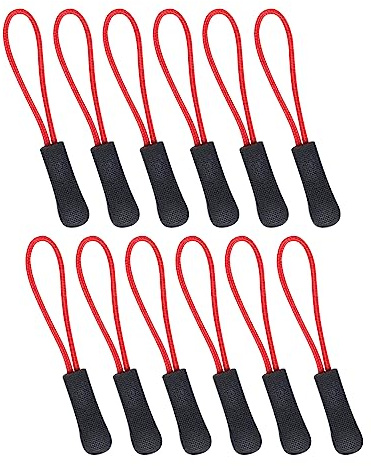 Rowwait 12pcs Zip pulls,Zipper pull,Zip Tag,Zipper Pull Cord Pulls Zipper Extension | Ergonomically Designed Rubber Non-slip Gripper,Extension Zip Slider Replacement for Backpacks,Trolley cases,Traveling cases