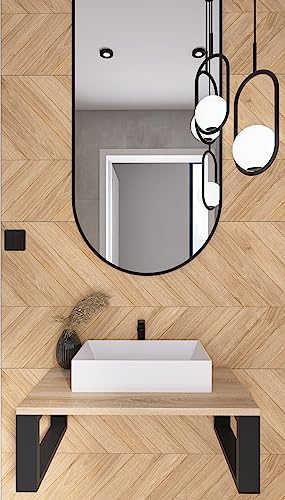 Plan de Vasque en Bois pour Vasque à Poser 60x35x23cm - Support de Vasque en Bois Massif - Console Murale - Plan de Toilette en Bois d'érable protégé par Vernis incolore