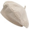 ZLYC Damen Baskenmütze Klassische Französischen Barett Einfarbig Warm Beret(Kabelstrick Beige)