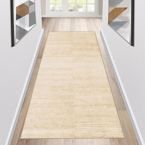 Siunwdiy Teppich Läufer Flur Küche rutschfest waschbar Teppichläufer Lang 50x240cm Weiß/Beige/Braun Modern Design Meterware Korridor Tepiche Esszimmer Schlafzimmer Schmutzfangmatte Küchenteppich