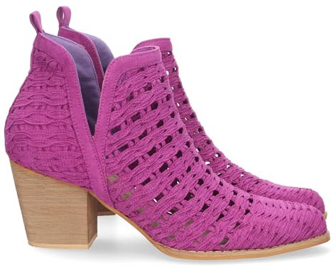 shoes&blues.es 75386-Botin de Tacon para Mujer, con Tiras Trenzadas, de Punta Fina, y Tobillo Abierto, Primavera Verano 2022. Talla 37 Lila